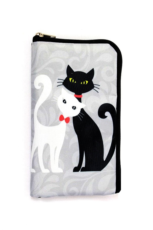 Textilný obal na mobil - Čierna a biela mačka | Dedoles
