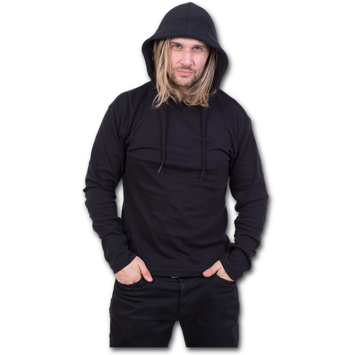Fekete Vékony kapucnis pulóver | Dedoles