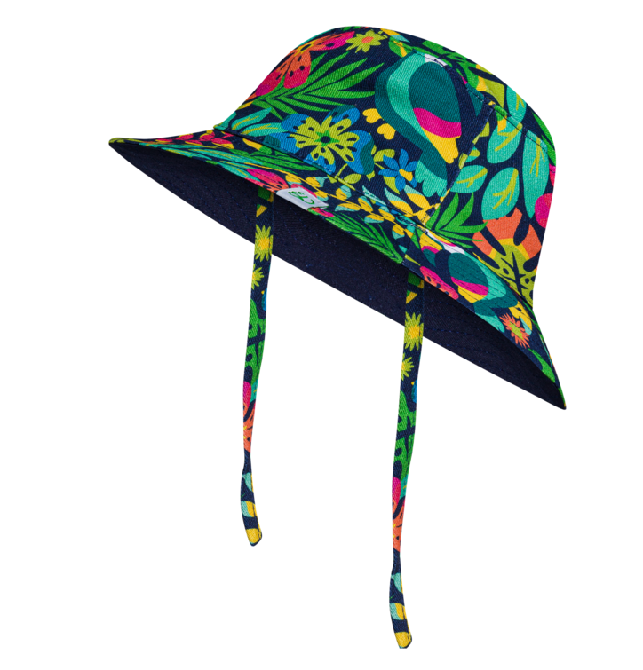 Funny fisherman hat for kids Toucan in the jungle