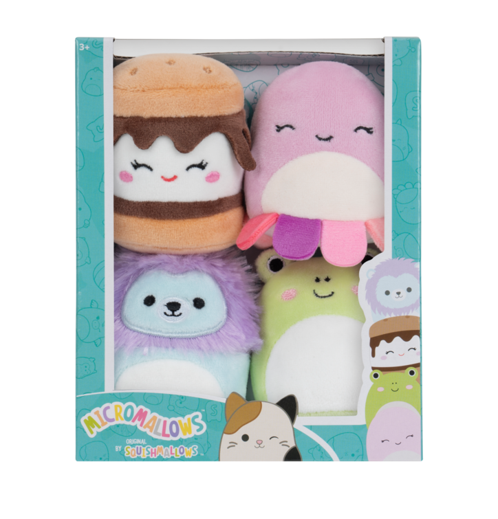 Dedoles SQUISHMALLOWS Micromallows 4Pack - žaba, chobotnica, lev, s'more Viacfarebná