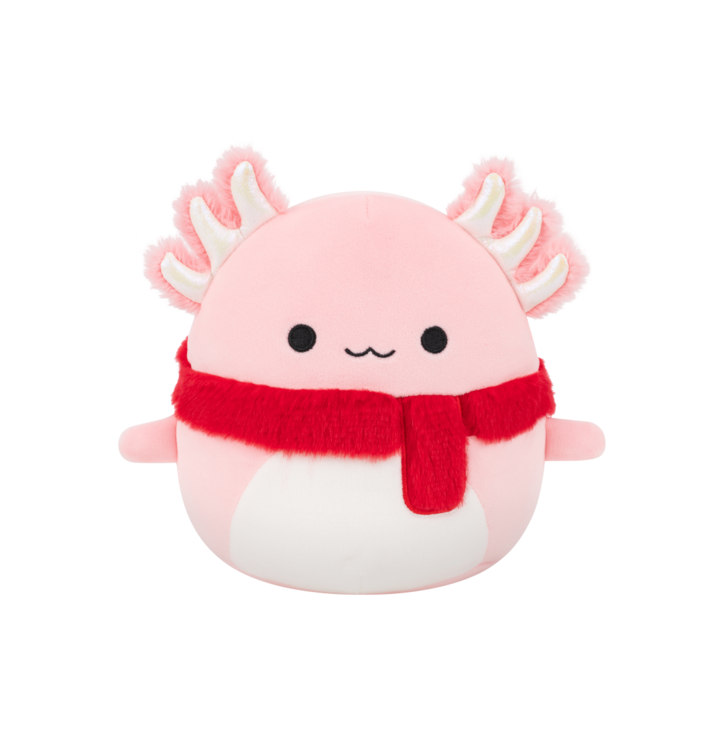 Dedoles SQUISHMALLOWS Ružový axolotl so šálom – Archie, 30 cm Viacfarebná