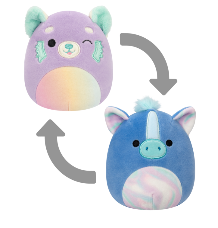 Dedoles Unisex Squishmallows 2-In-1 Lexis Der Lila-Rote Panda/Romano Der Blaue Hippocampus, 13 Cm Kinder-image