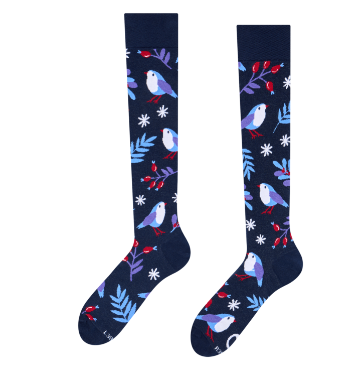 Dedoles  podkolienky Vtáčik v zime Modrá