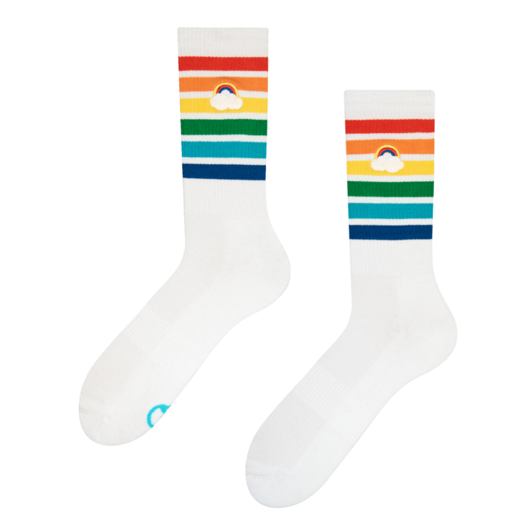 Sportowe wesołe skarpetki Tęcza i chmura