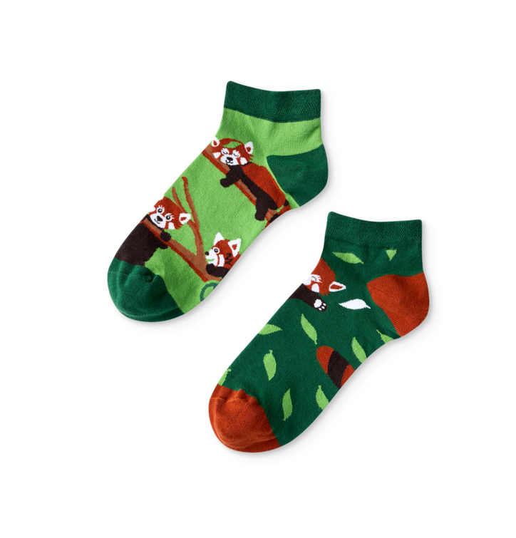 Wesołe skarpetki do kostki Czerwona panda