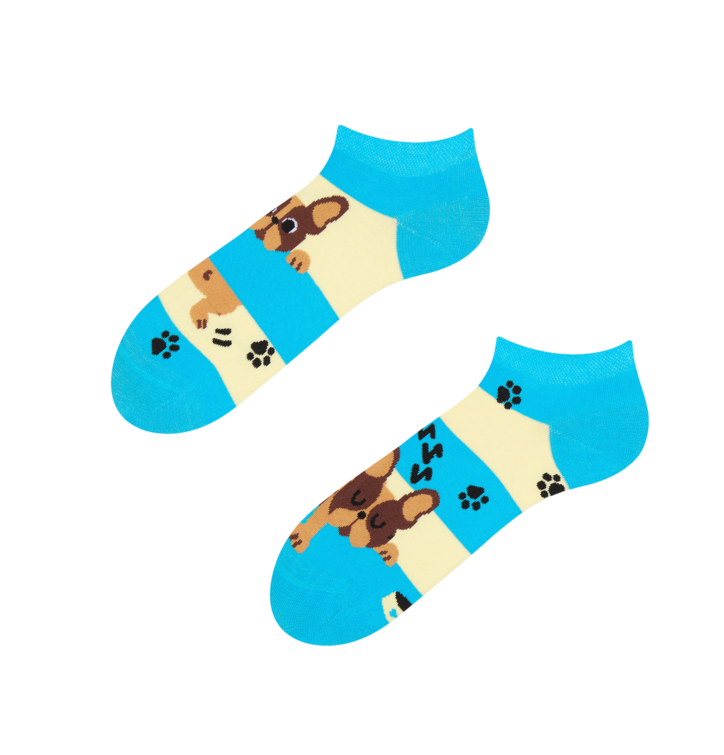 Wesołe skarpetki do kostki Psy i paski
