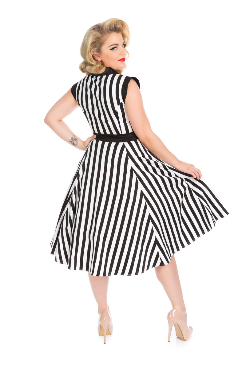 Vintage Streifen Pin Up Kleid Schwarz weiß Vintage Streifen Pin Up Kleid Schwarz weiß