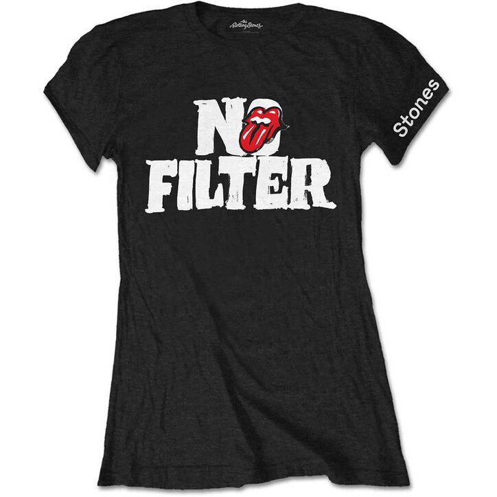 Damen T Shirt Schwarz The Rolling Stones No Filter Header Logo