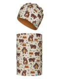 Lustiges Set für Kinder mit leichter Beanie und Halswärmer Hungriger Bär
