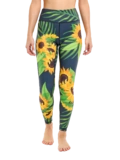 Lustige Sportleggings Sonnenblume und Blätter
