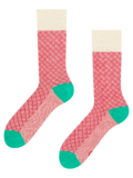 Chaussettes à motifs turquoise et rouge