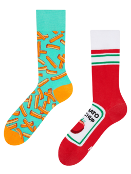 Vrolijke sokken Frietjes met ketchup