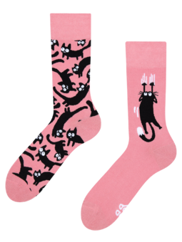 Chaussettes rigolotes Chat roses