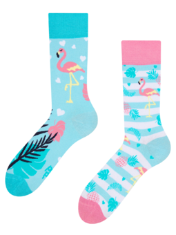 Vrolijke sokken Love flamingo's