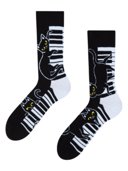 Lustige Socken Piano-Katze