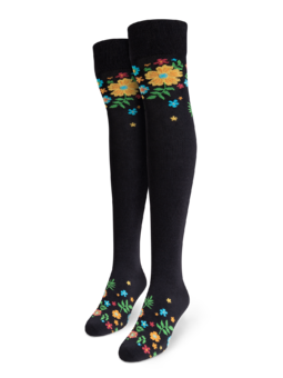 Chaussettes rigolotes hautes au-dessus des genoux Fleurs