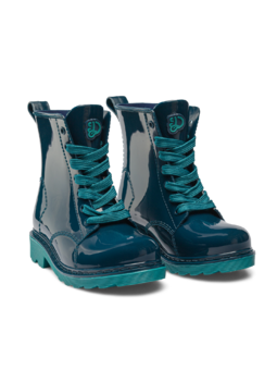 Bottes de pluie bleu émeraude rigolotes pour enfants