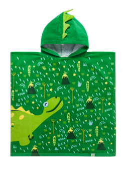 Vrolijke badstof poncho voor kinderen Dino