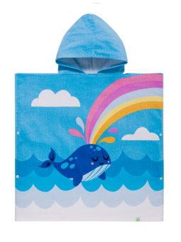 Poncho éponge à capuche rigolo pour enfants Baleine heureuse