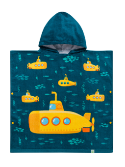 Wesołe ponczo plażowe dla dzieci Żółta łódź podwodna