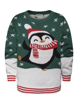 Wesoły sweter zimowy dla dzieci Cześć, pingwinku