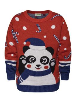 Veselý detský vianočný sveter Hravá panda