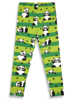Wesołe legginsy dziewczęce z bawełny organicznej Panda i paski