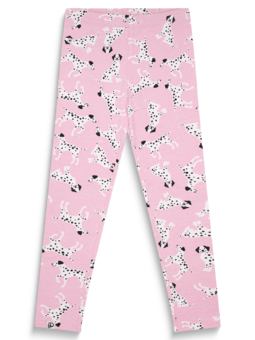 Wesołe legginsy dziewczęce z bawełny organicznej Różowe dalmatyńczyki