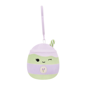 Porte-clés peluche Squishmallows de 9 cm Latchmi le latte matcha lavande