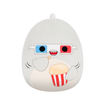 SQUISHMALLOWS Šedý žralok s popcornem – Gordon, 35 cm