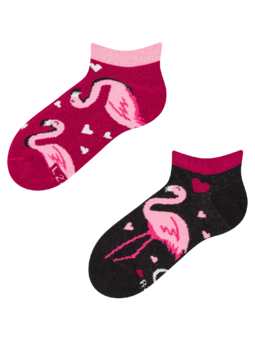 Socquettes rigolotes pour enfants Cœurs et Flamants roses