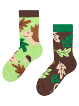 Chaussettes chaudes rigolotes pour enfants Hérisson et feuilles