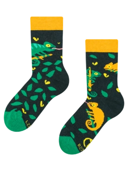 Chaussettes rigolotes pour enfants Caméléon à la chasse