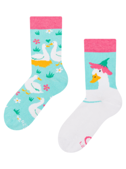 Chaussettes rigolotes pour enfants Oies et fleurs
