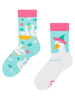 Chaussettes rigolotes pour enfants Oies et fleurs