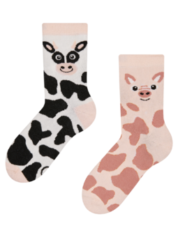Chaussettes rigolotes pour enfants Vache et cochon