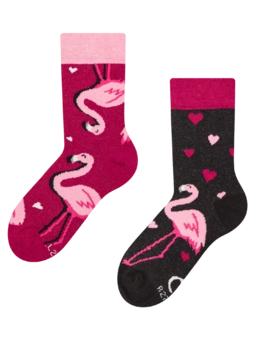 Chaussettes rigolotes pour enfants Cœurs et flamants roses