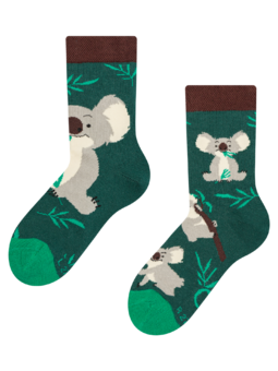 Chaussettes rigolotes pour enfants Koala et feuilles