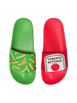 Sandales rigolotes pour enfants Frites et ketchup