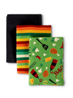 Paquet de 3 serviettes de cuisine rigolotes Saison des barbecues