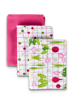 Paquet de 3 serviettes de cuisine rigolotes Légumes printaniers
