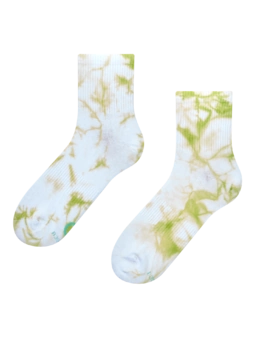 Limetkové batikované lýtkové ponožky z žebrovaného úpletu