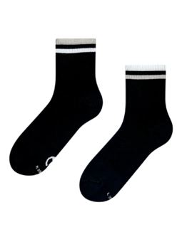 Chaussettes mi-mollet à rayures noires et blanches