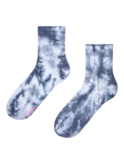 Šedo-modré batikované lýtkové ponožky z žebrovaného úpletu