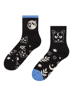 Chaussettes mi-mollet rigolotes Chat et lune