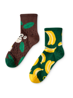 Chaussettes mi-mollet rigolotes Singe et bananes
