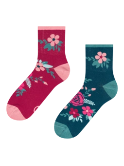 Chaussettes mi-mollet rigolotes Fleurs d'églantier