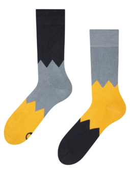 Grey & Yellow Warm Socks ZigZag