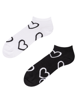 Socquettes rigolotes Petits cœurs noirs et blancs