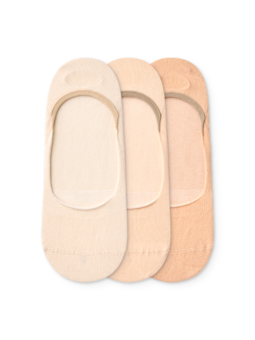 Paquet de 3 paires de chaussettes invisibles beiges classiques en coton